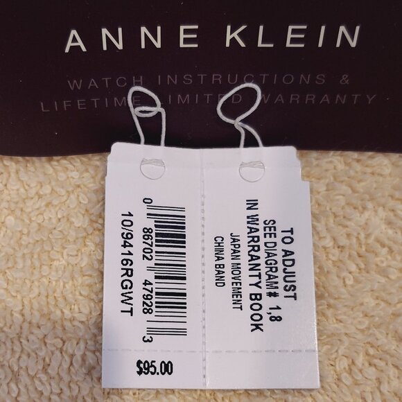 NIB ANNE KLEIN ROSE GOLD TONE BROWN CERAMIC WATCH WITH SWAROVSKI CRYSTALS - Picture 14 of 15